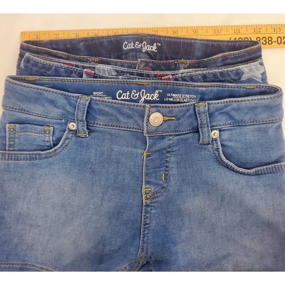 Levis Cat & Jack Girls Size 7 8 Lot Embroidered Blue Jeans Shorts Stretch Shorty - Picture 6 of 6
